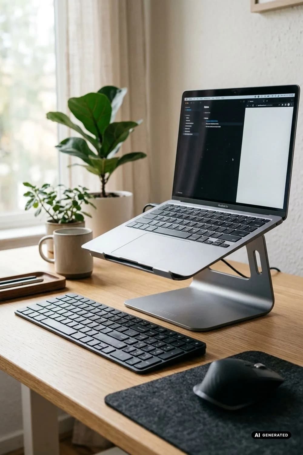 Laptop-Ständer mit externer Tastatur für richtige Bildschirm- und Armhöhe