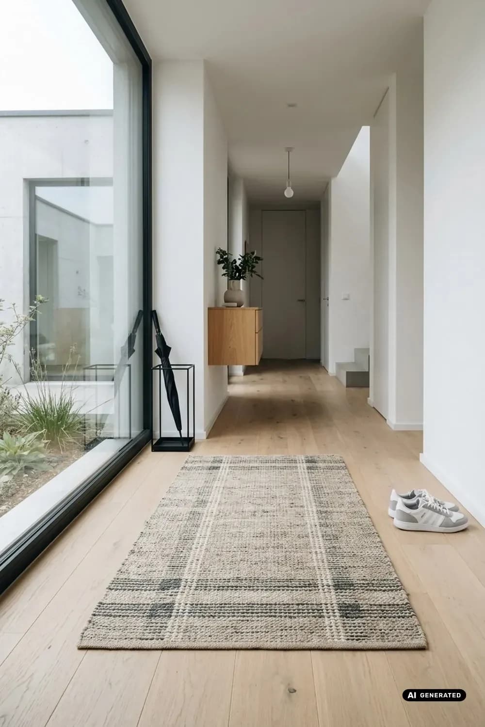 Robuster Flachgewebe-Teppich im modernen Eingangsbereich