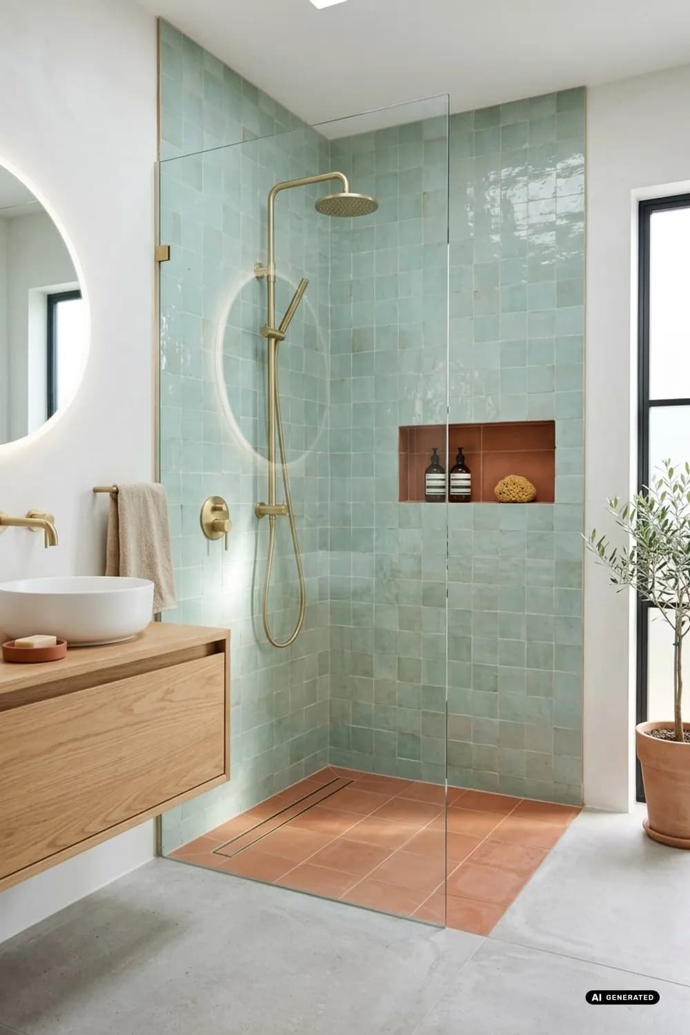 Mediterranes Flair: Handgeformte Zellige-Fliesen und Terrakotta-Akzente – Fliesen in der Dusche: 9 schöne Ideen