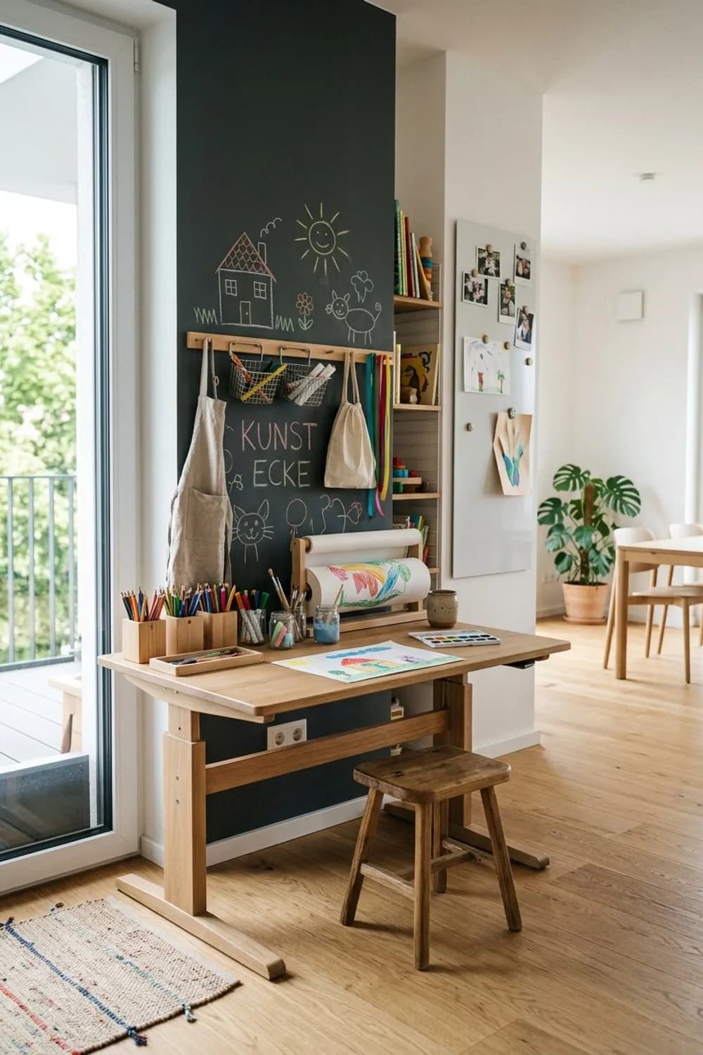 Kreativ-Atelier: Höhenverstellbarer Maltisch, eine Tafelwand und offene Stiftehalter – Kinderzimmer: Die 13 schönsten Ideen und Inspirationen