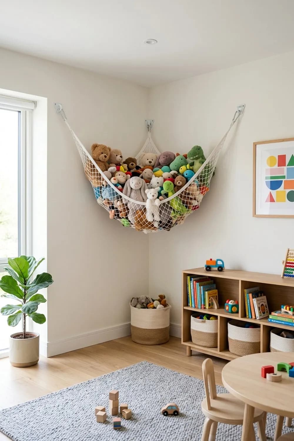 Stofftier-Hängematte: Netzhängematte, Deckenmontage und Kuscheltiersammlung – Organisation im Kinderzimmer: 8 clevere Ideen