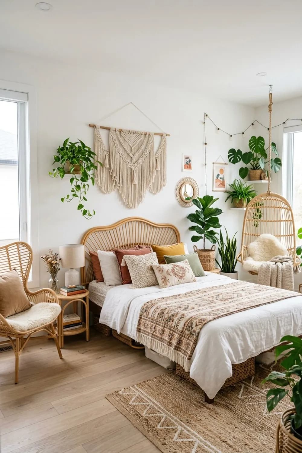 Boho-Vibes: Rattanmöbel, Makramee-Wandbehang und viele Pflanzen – Teenager-Zimmer für Mädchen: 11 schöne Ideen