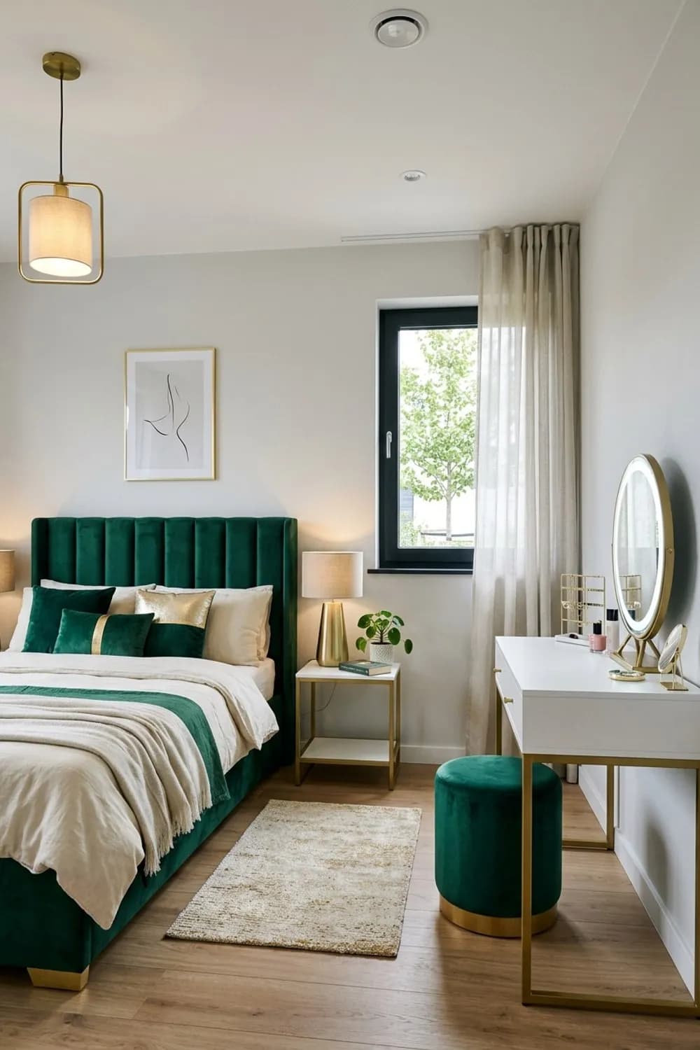 Glamour-Höhle: Samt-Kopfteil, goldene Akzente und ein Schminktisch – Teenager-Zimmer für Mädchen: 11 schöne Ideen