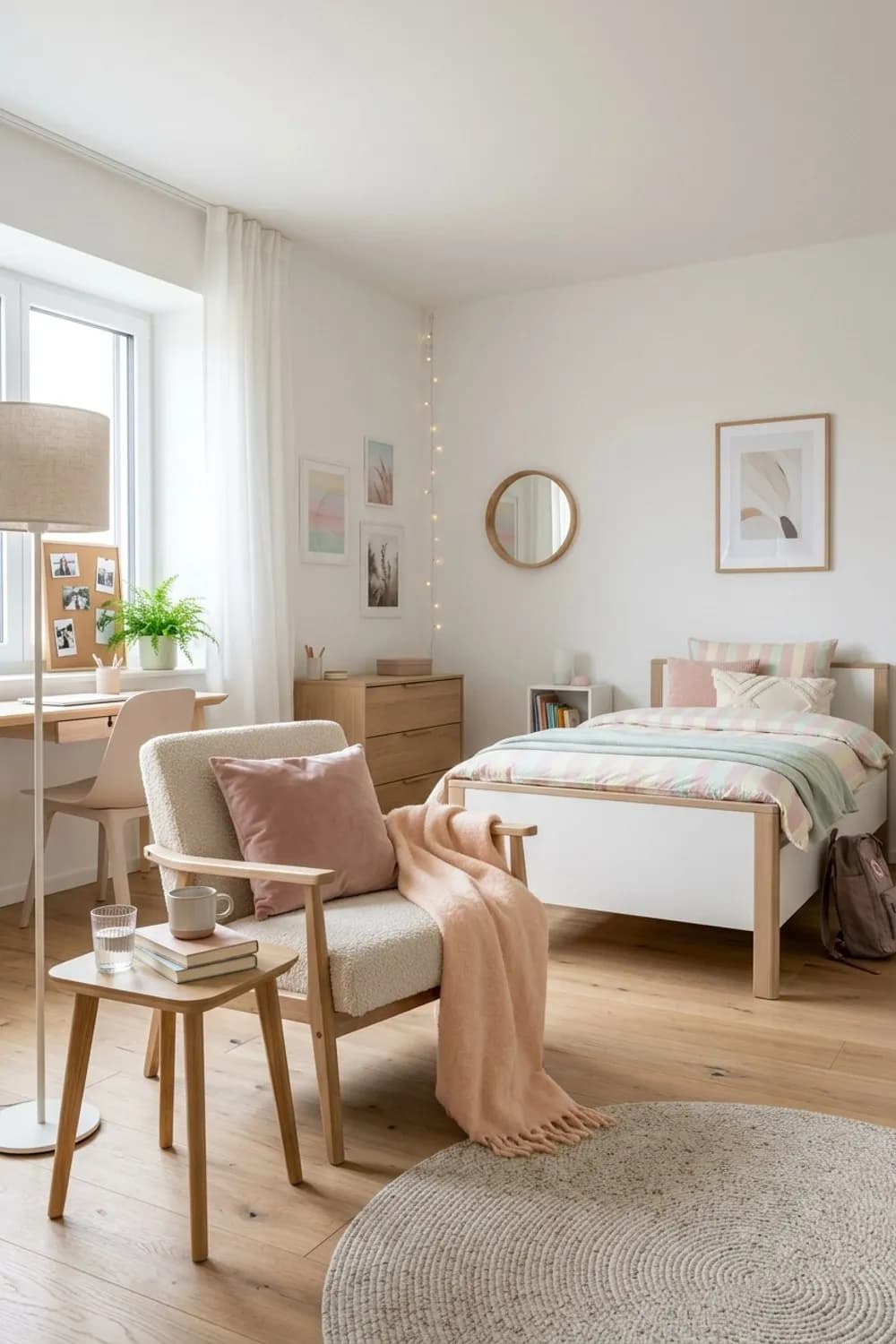 Scandi-Look: Helles Holz, Pastellfarben und ein gemütlicher Lesesessel – Teenager-Zimmer für Mädchen: 11 schöne Ideen