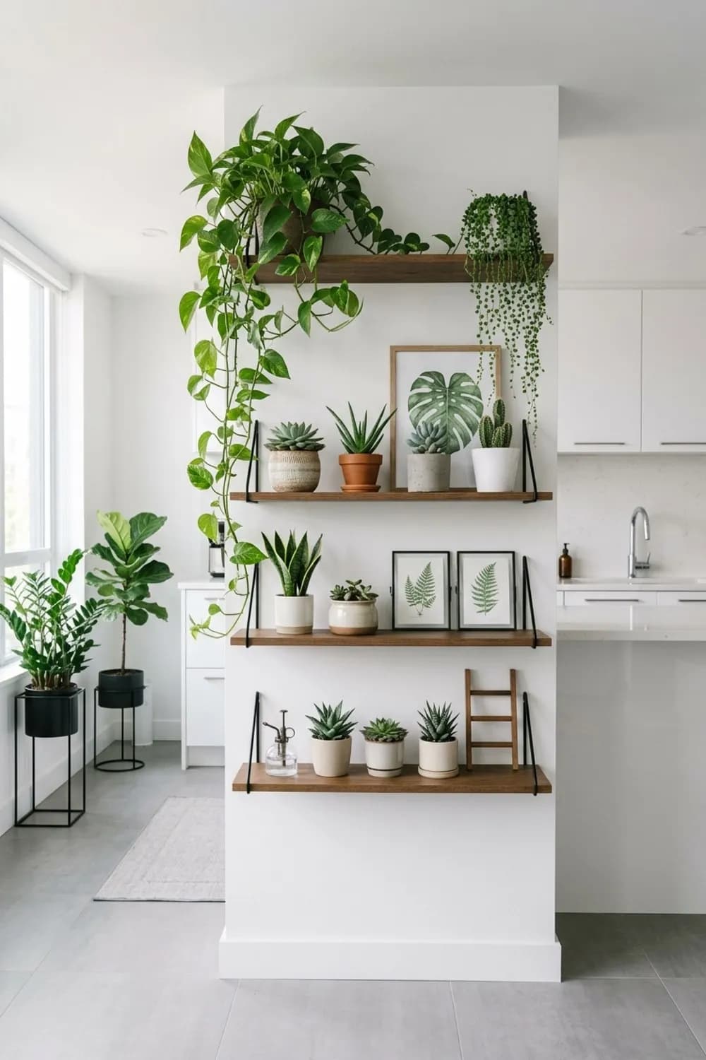 Grüne Oase im Mini-Format: Hängepflanzen, Sukkulenten und botanische Prints – Wandregal dekorieren: 11 schöne Ideen