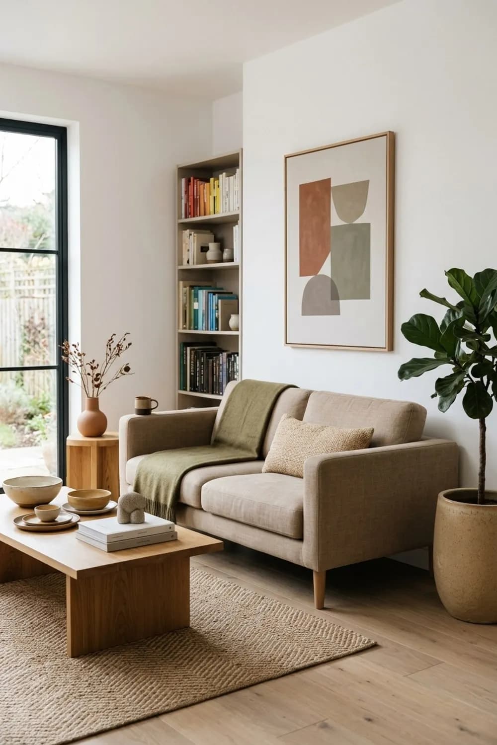 Minimalistisches Landleben: Reduzierte Formen, eine Farbpalette in Erdtönen und ausgewählte Keramik – Wohnzimmer im Landhausstil: 8 schöne Ideen