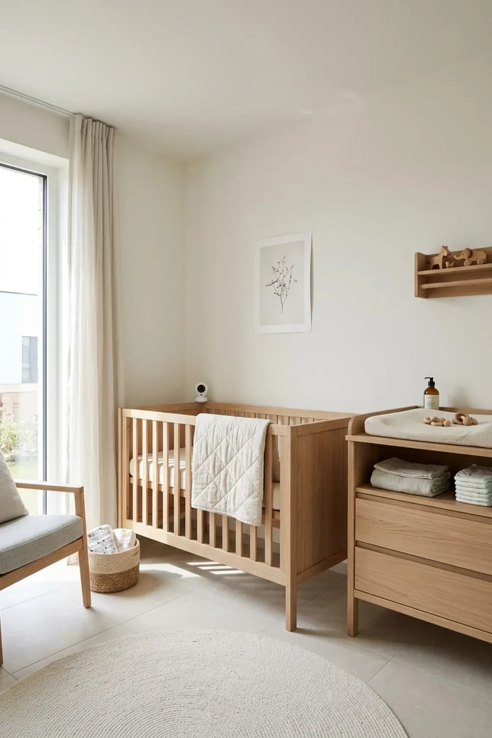 Natur pur: Unbehandelte Holzmöbel, Textilien aus Bio-Baumwolle und schadstofffreie Wandfarben – Zimmer für Neugeborene einrichten: 10 schöne Ideen